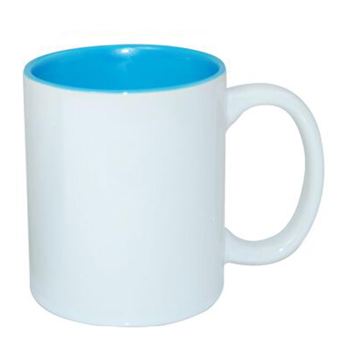 Sublimok met gekleurde binnenzijde 25 cl, sublimatiemok met gekleurde binnenzijde voor fotodruk, uitgevoerd in lichtblauw